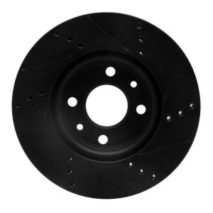 Dodge Vislon Brake Rotor (1) - Front Left - R1 Concepts - Drilled & Slotted - Black - `09-`19